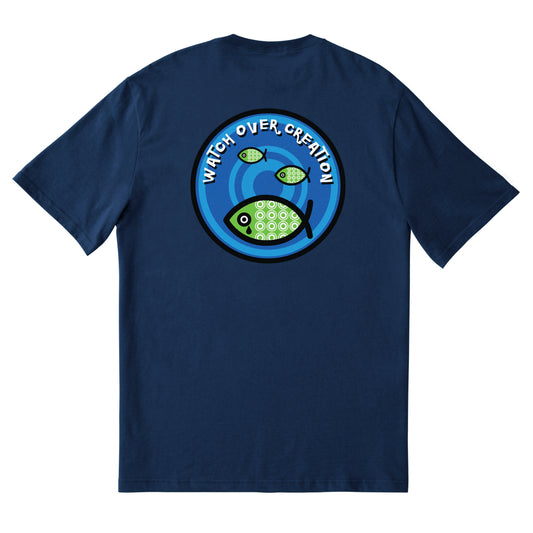 Watch Over Creation, Fish Unisex Tee, Navy