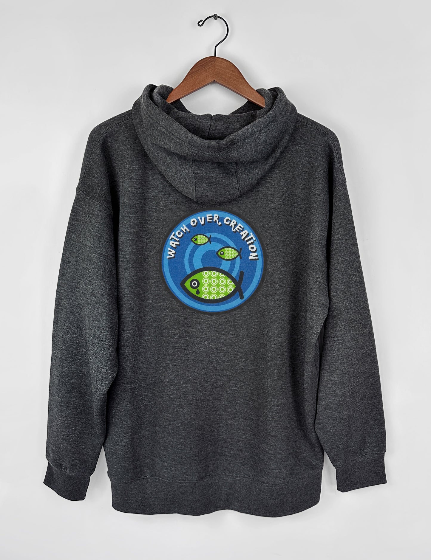 Watch Over Creation Fish Unisex Hoodie, Dk. Heather Gray
