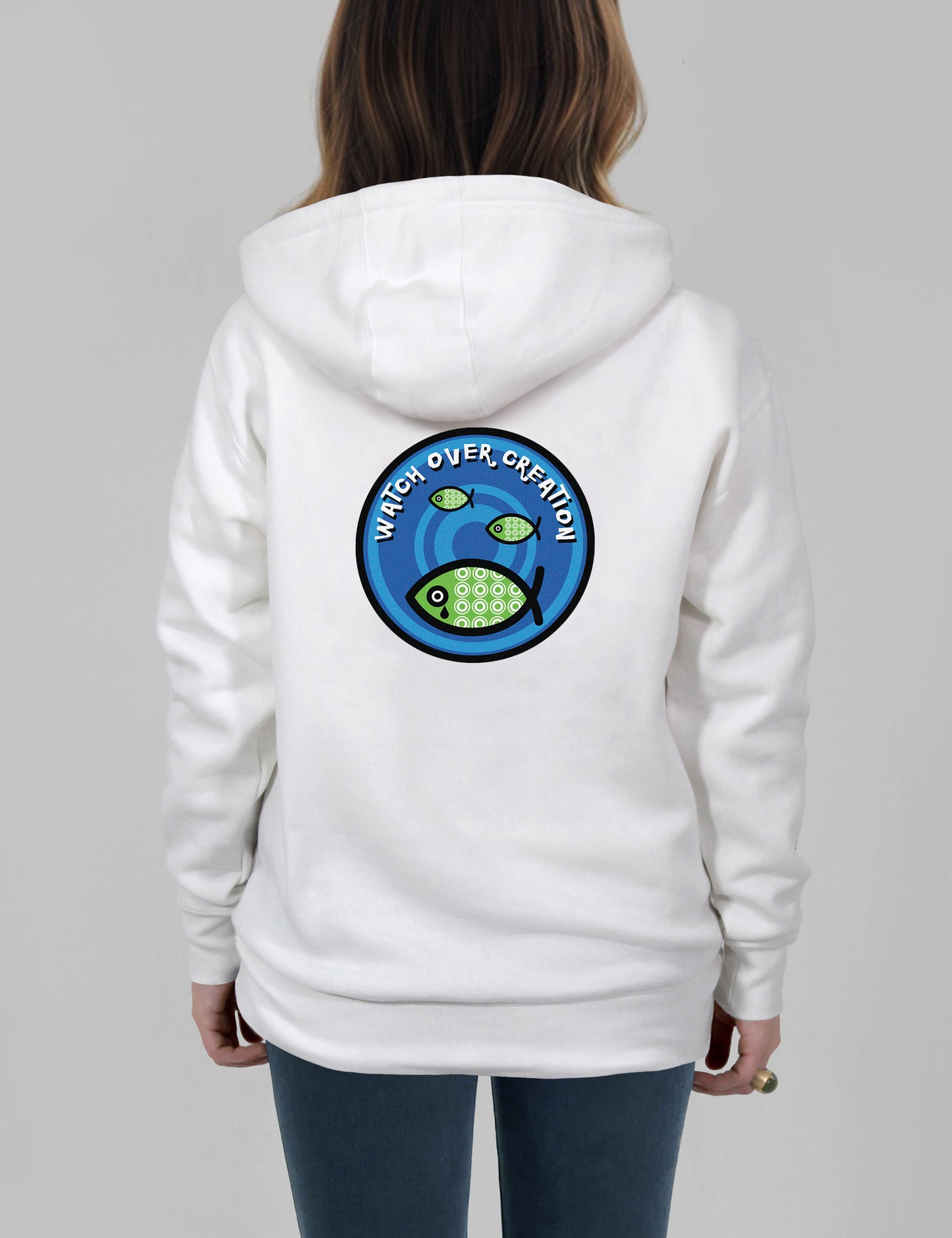 Watch Over Creation Unisex Hoodie, White